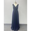 Fashionable Sparkling Chiffon Sleeve Bridesmaid Dress Double V Neck A Line Side Slit Floor Length Gown