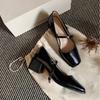 Sheepskin Version Temperament Square Head Thin Word with Light Mouth Commuting Thick Heel Mary Jane Shoes Women's Single Shoes