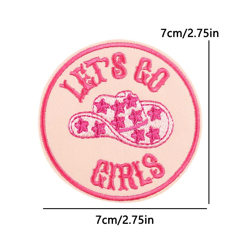 Pink Disco Ball Cowgirl Embroidery Patch Iron On Cute Cartoon Design for Denim Jacket Party Wear Kawaii Western Theme Badges