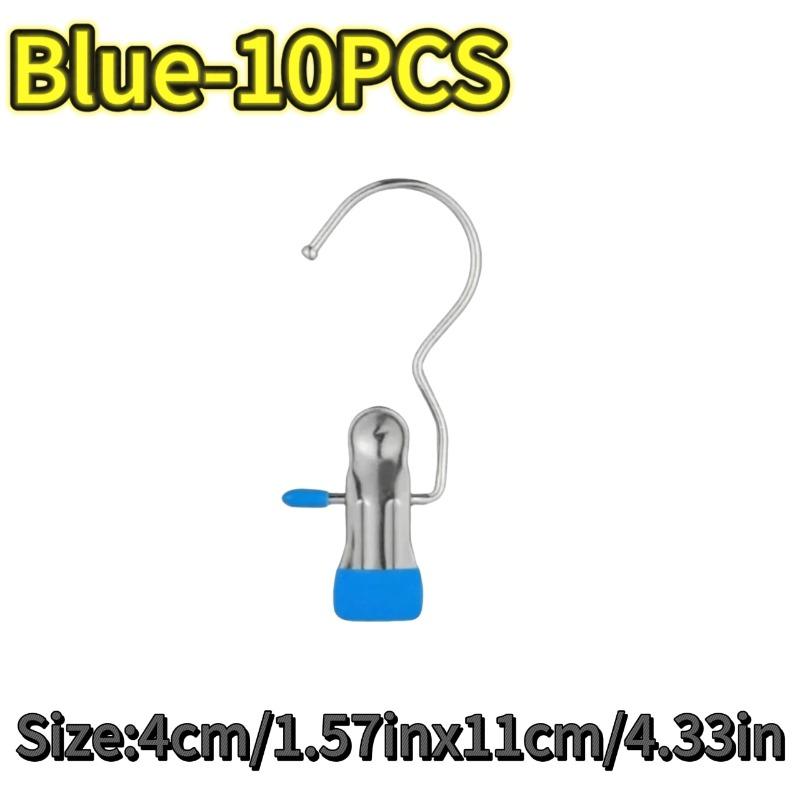 10-100Pcs Portable Practical Storage Hook Clip Stainless Steel Traceless Rotatable Clothes Clips Windproof Multi-Purpose Hooks