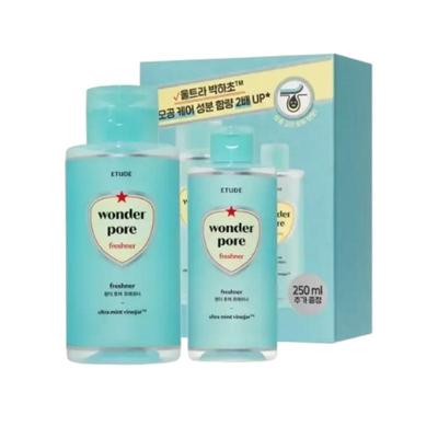 ETUDE Wonder Pore Freshner Zestaw Toników 500 ml + 250 ml Bonus – Odświeżająca Pielęgnacja Pór, Równowaga Olejowa, Tonik Wodny