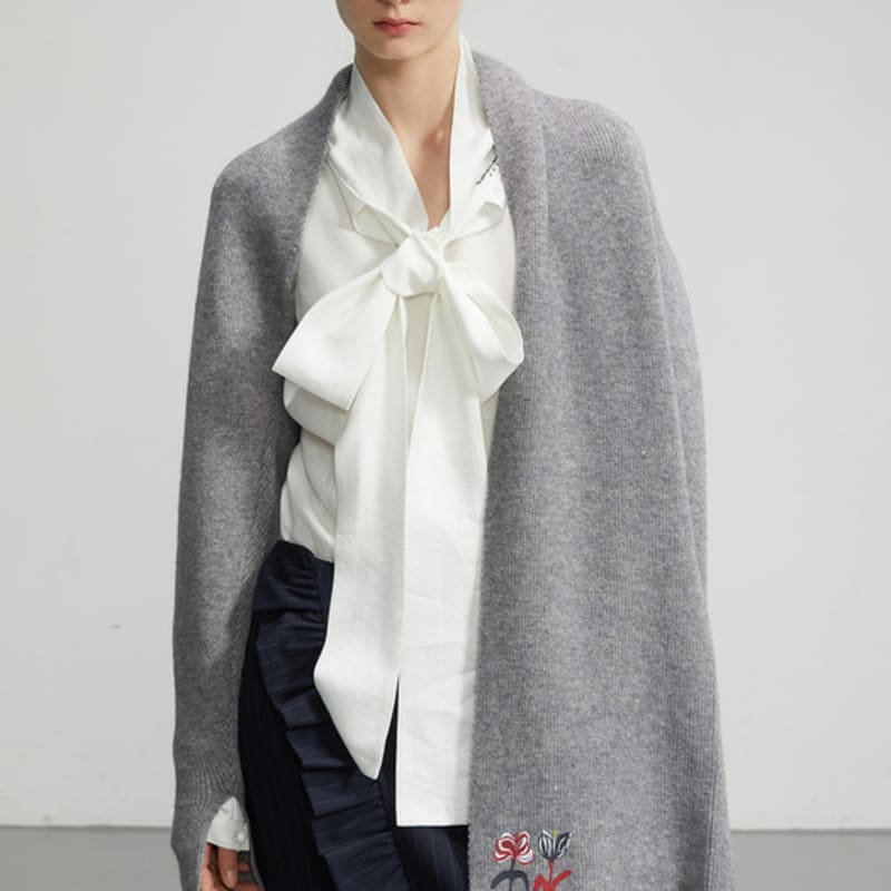 

Iannmore Асимметричная вязаная накидка-шаль_GY gray