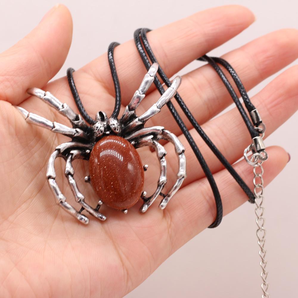 Natural Shell Alloy Necklace Spider-Shaped Brooch Pendant Charms For Elegant Women Love Romantic Gift
