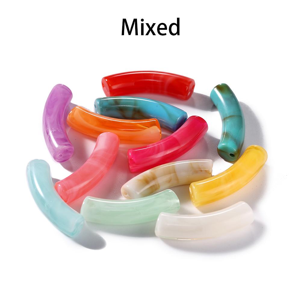 10pcs/lot 10*33mm Acrylic Beads Curved Tube Multicolor Loose Spacer Beads For Necklace Bracelets DIY Jewelry Making Accessories