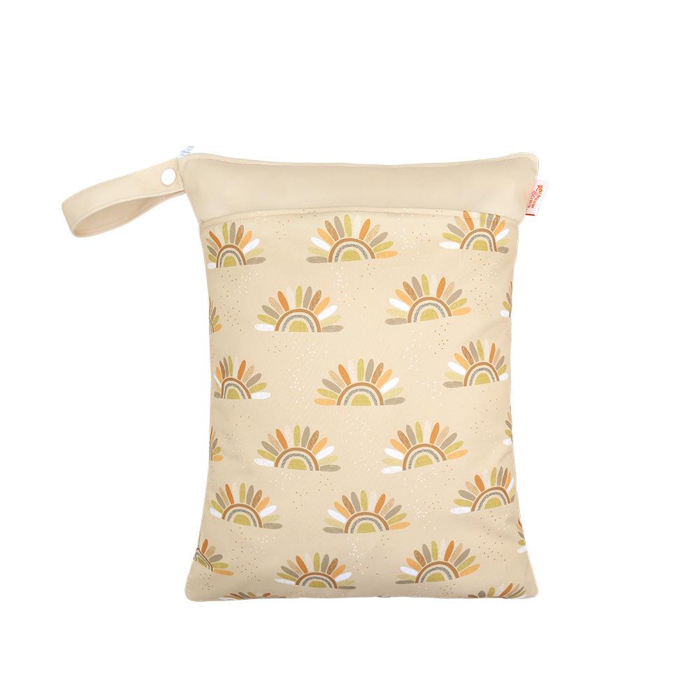 Waterproof Reusable Cloth Bag with Zipper Pocket and Handle - Fashionable Sun Burst Design, Suitable for Beaches, Swimming Pools, Gyms, Yoga