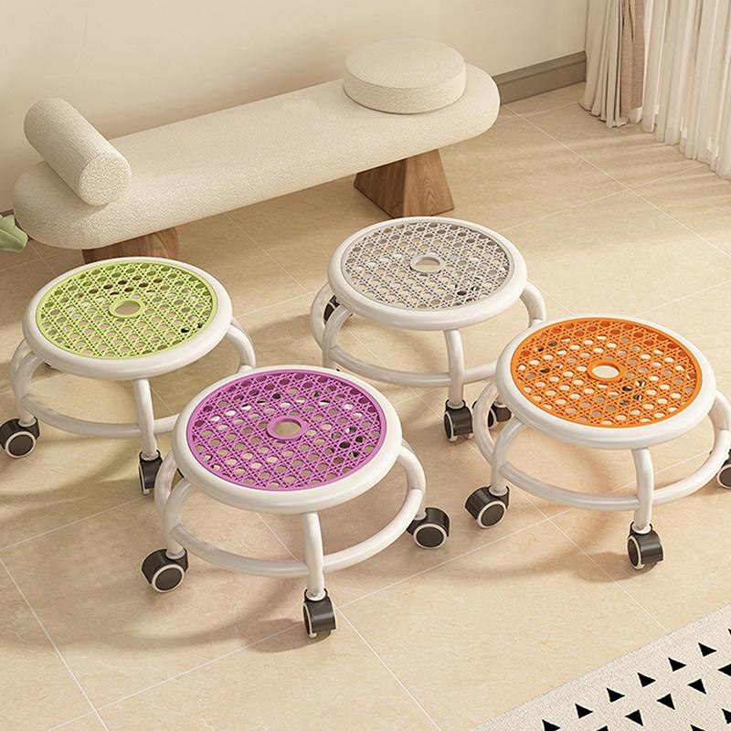 Swivel Rolling Stool Round Low Small Grey Universal Wheel Kids Adult Strong Capacity Practical Storage