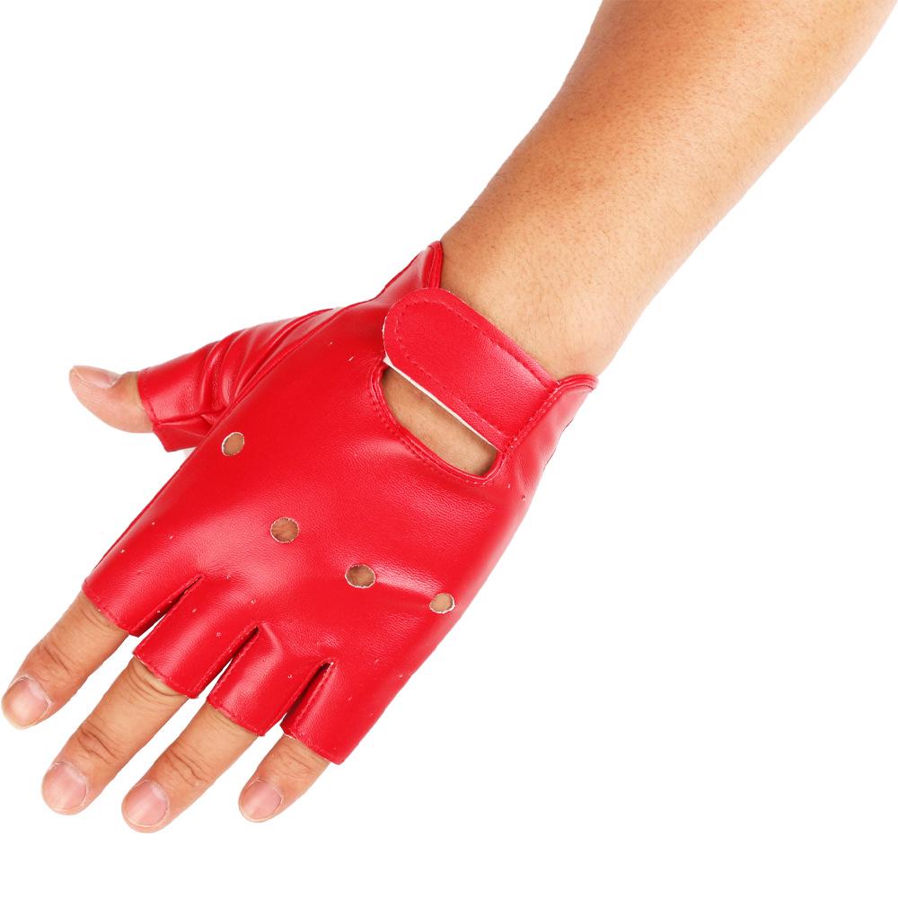 Men's Punk Gothic Leather Half-Finger Dance Gloves for Spring/Autumn Stage Performance