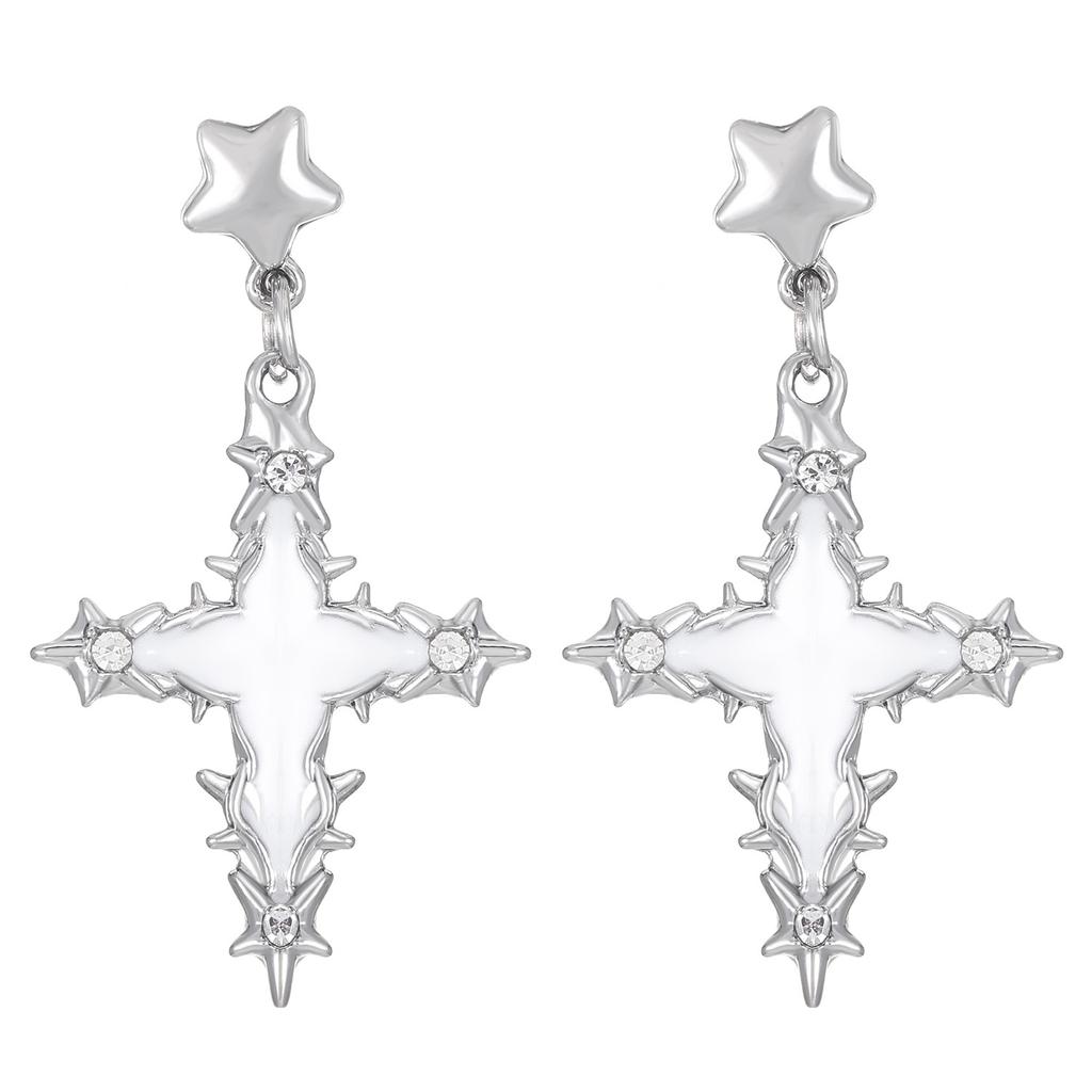 Korean version of simple niche high-end five-pointed star earrings, sweet and cool ins wind cross, mango star earrings, new earrings.