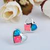 New White and Blue Colored Peach Heart Shaped Womens Simple and Versatile Earrings