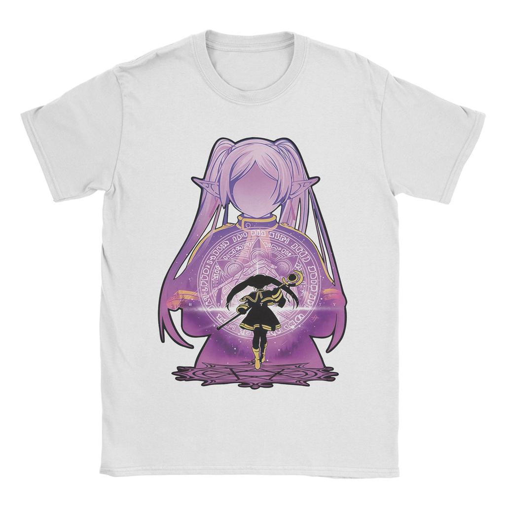 Frieren Beyond Journey's End Anime T Shirt Men Pure Cotton Cool T-Shirts Round Neck Tee Shirt Short Sleeve Tops Birthday Gift