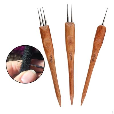 3x Crochet Hook Wooden for Braid Crafts Hair Accessories