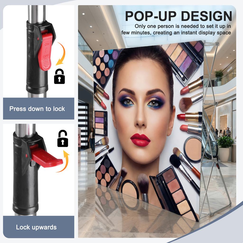 Pop Up Display Stand Detachable Portable Backdrop Booth Frame Lightweight Foldable Support Bracket for Wedding Exhibition Events