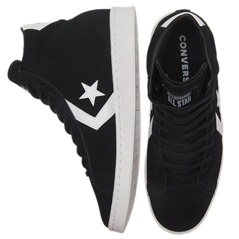 Converse Cons Pro Leather Classic Versatile Casual Non-slip Wear-resistant High-top Skate Shoes Unisex Pure Black