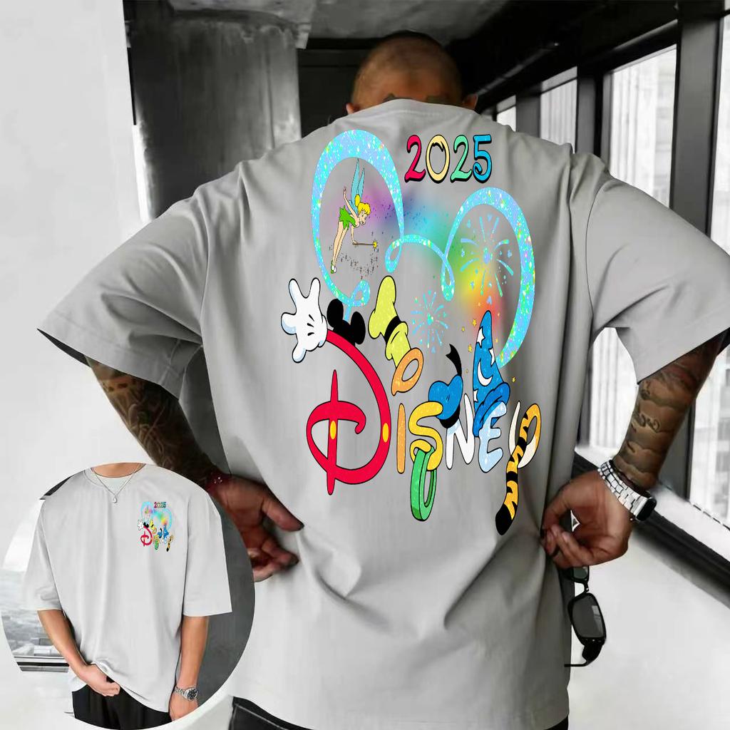 202526 Summer Disney Mickey Mouse and Donald Duck Cartoon Pattern 100 Cotton Printed Tshirt Fashion Casual Mens Clothing