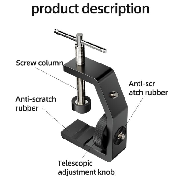 Tabletop Clamp with Multiple 1/4Inch Screw Port for Camera and Accessory  Tripod Head Fixing Clamp 3-60mm