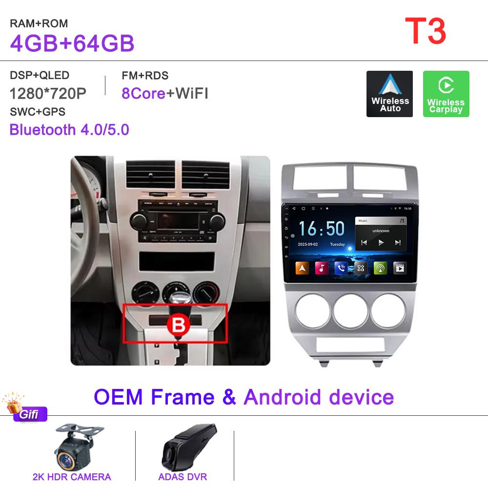 Android 16 Radio For Dodge Caliber Jeep Compass 1 MK Patriot 2006 - 2010 Multimedia Player Stereo Head Unit GPS Navigation HDR