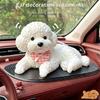 3D Car Teddy Dog Figurine Lifelike Simulation Decor With Anti-Slip Pad Cute Auto Dashboard Ornament for Pet Lovers Gift