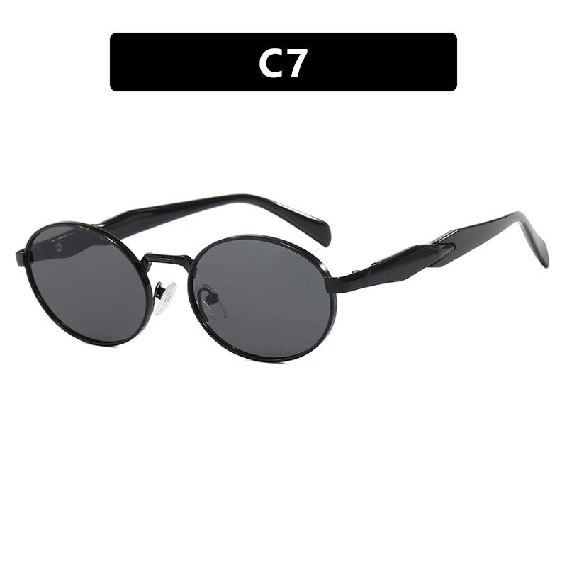 

Солнцезащитные очки 2024 Ретро Овальные Металлические - Высококлассная Европейская и Американская Мода Уличный Стиль для Женщин As shown