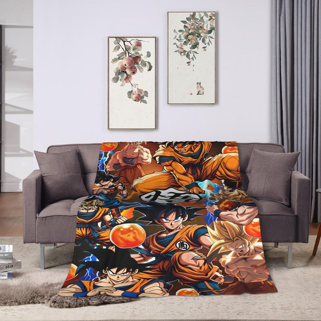 Dragons Balls Blanket Son Goku Warm Novelty Plush Throw Blanket For Kids Adult Outdoor Flannel Bedspread Bed Cover