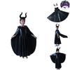Captivating Maleficent Sorceress Evil Queen Girls Fancy Dress Halloween Costume With Horned Headwear