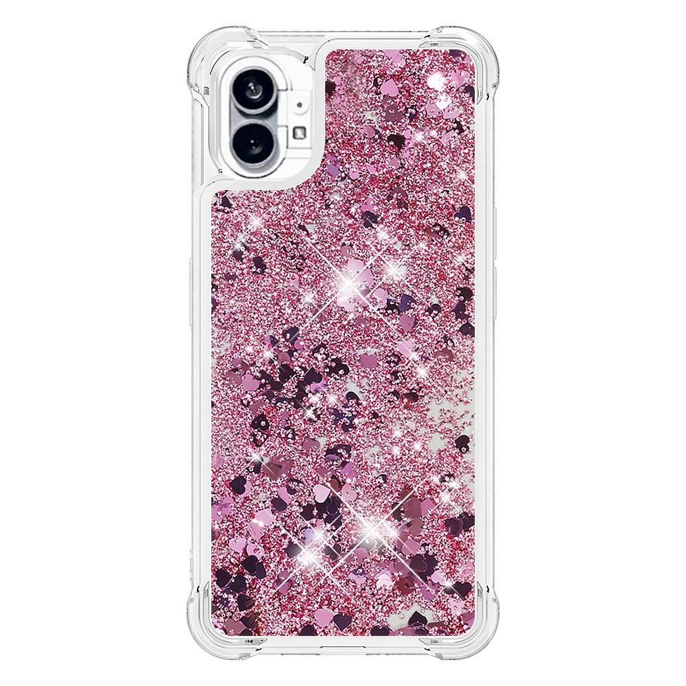

For Nothing Phone (1) 5G TPU Case Glitter Quicksand Shockproof Phone Back Cover Rose Gold/Hearts