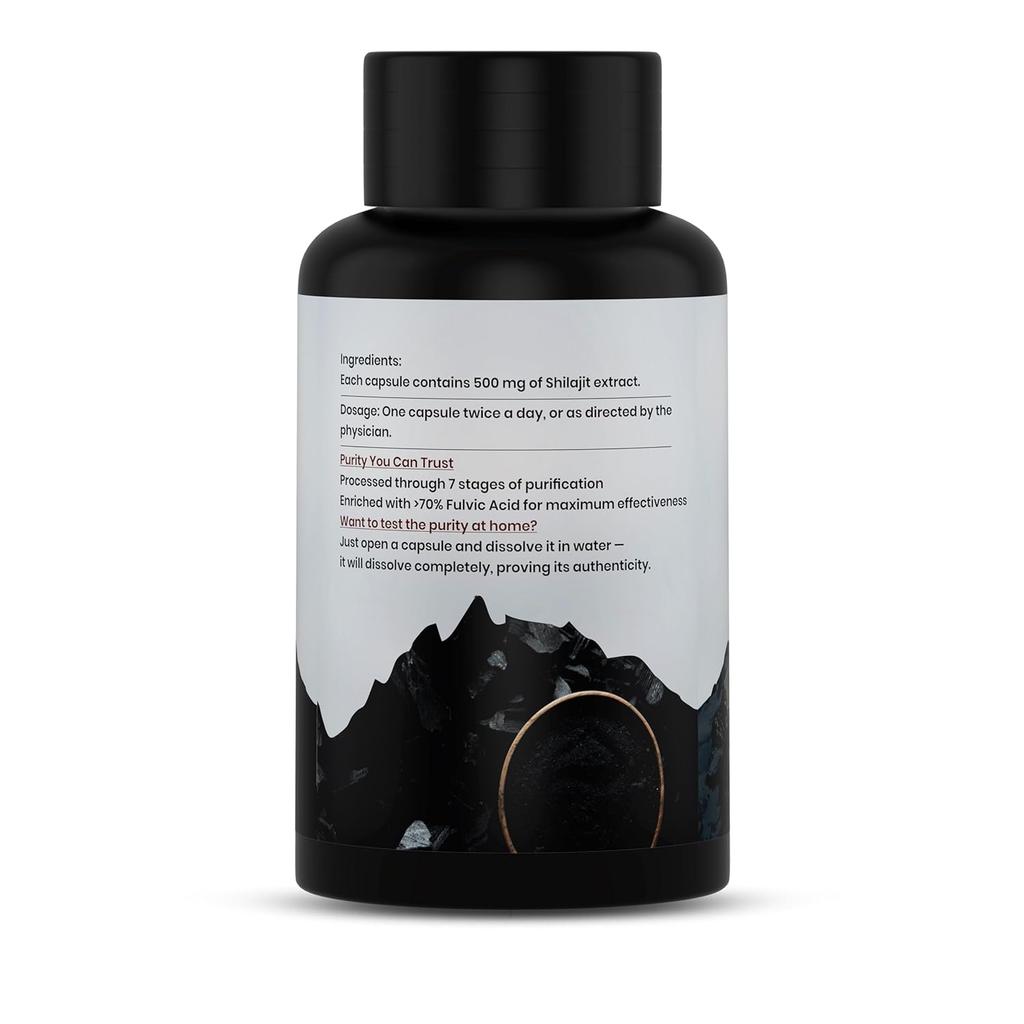 Jeena Sikho Shuddh Shilajit Capsules 500 Mg Fulvic Acid Formula For Energy Strength Stamina 60 Count Daily Use