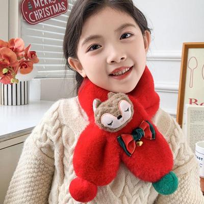 Kids' Christmas Cartoon Scarf: Warm Faux Rabbit Fur Neck Warmer – Cute Winter Gift for Baby & Toddler