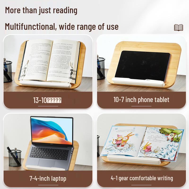 Children's Adjustable Reading Stand - Solid Wood Foldable Book Holder with Height Adjustment