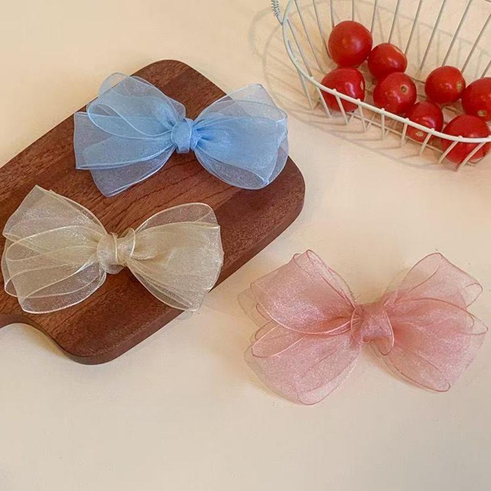 Korean Mesh Gauze Bow Baby Hairpins Fairy Princess Girl Back Head Hair Clips Top Clips Side Clip Kids Headwear Bair Accessories