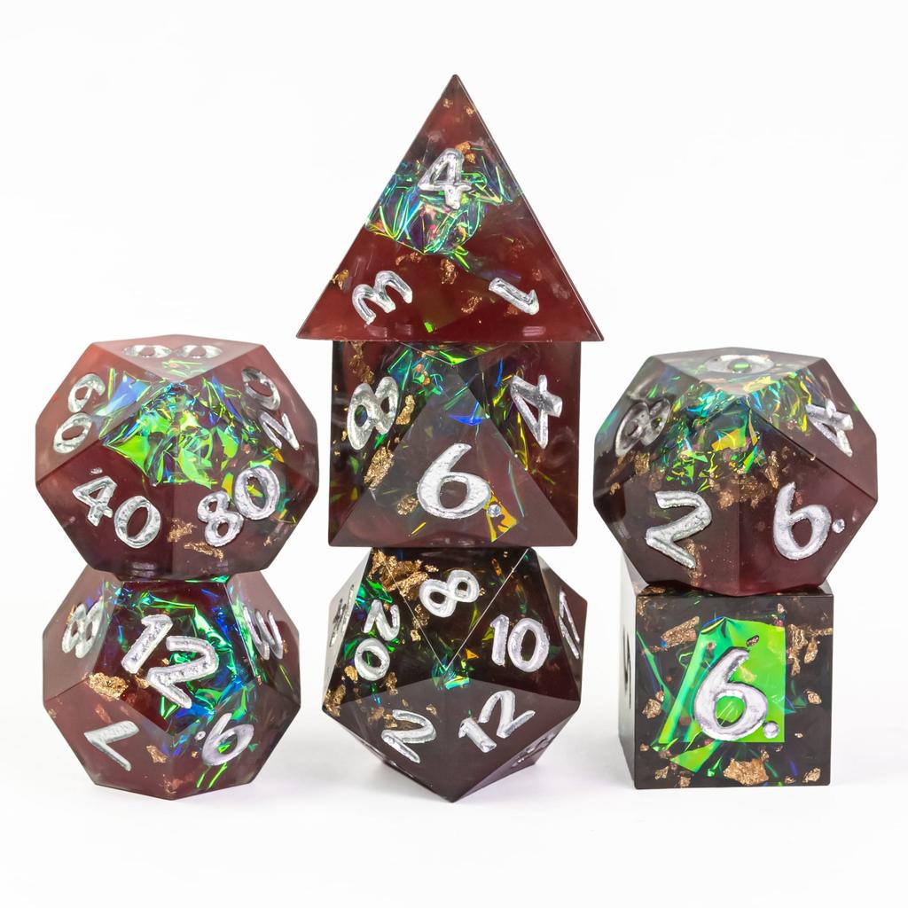 Cusdie Unique DND Dice Sharp Edges D4 D6 D8 D10 D% D12 D20 Polyhedral Dice Set for Dungeons&Dragons Tabletop Role Playing Games