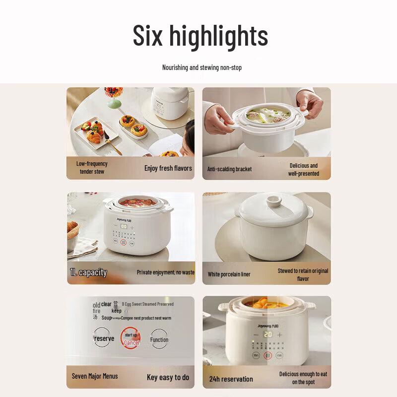 Joyoung GD103 1L Ceramic Double Boiler Stew Pot CN plug (adapter included)