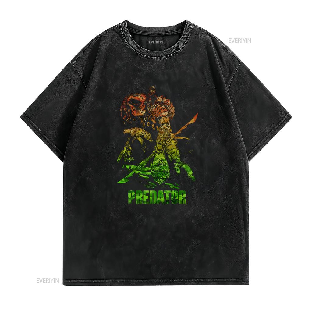 Predator Camo T Shirt Licensed Sci Fi Alien Movie Retro Classic Black vintage Washed fashion Slightly designer clothes Unisex