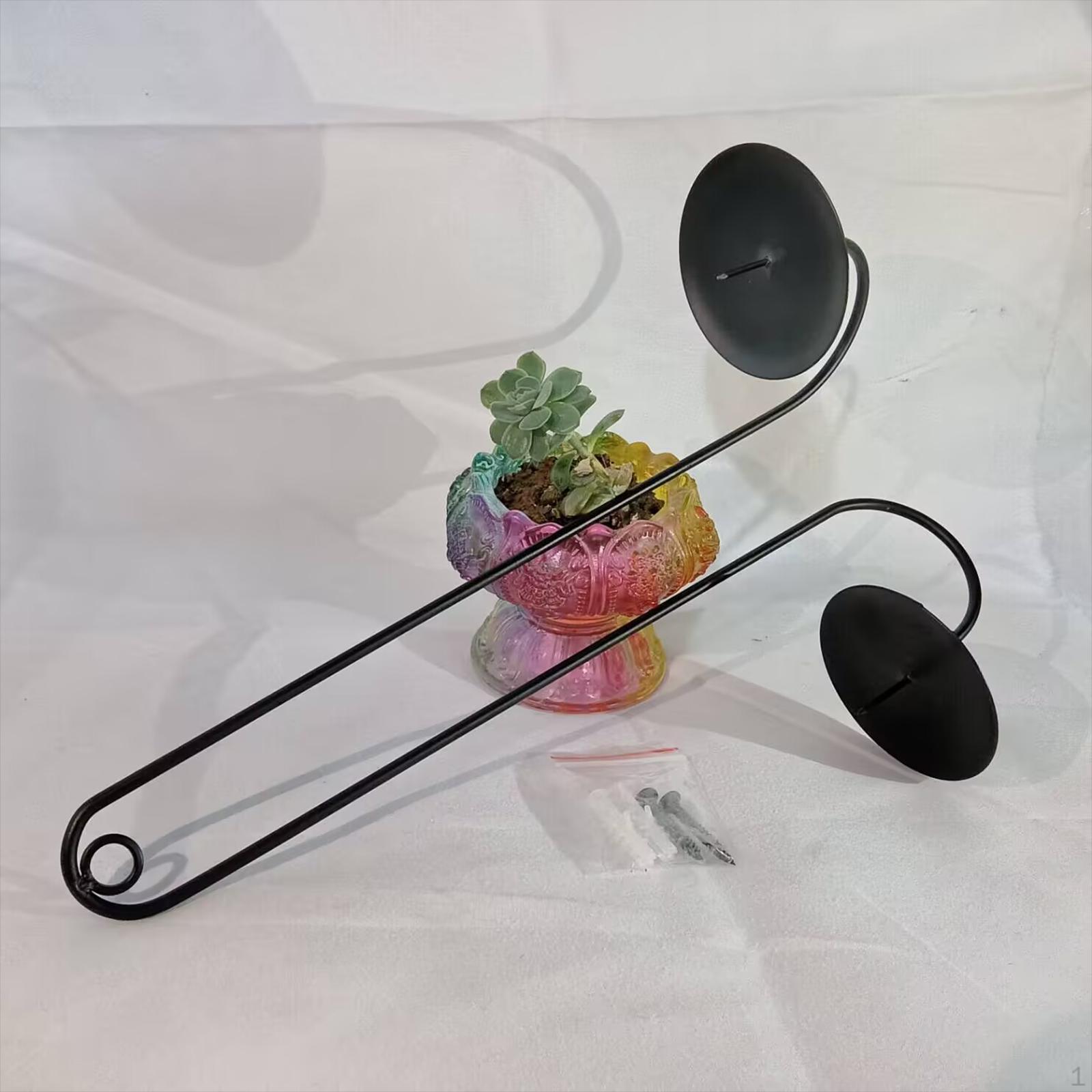 

Black Metal Pillar Candle Wall Sconce for Home With Circle