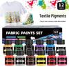 12-kolorowy zestaw pigmentów tekstylnych (25 ml) do malowania DIY po szkle, graffiti, akwarelami, gwaszem i farbami akrylowymi