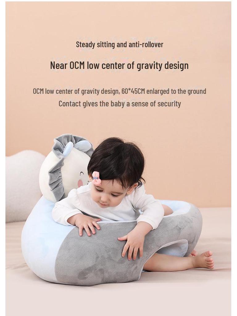 Cartoon Infant Soft Learning Chair - Portable Silicone Anti-Fall Seat & Plush Toy
