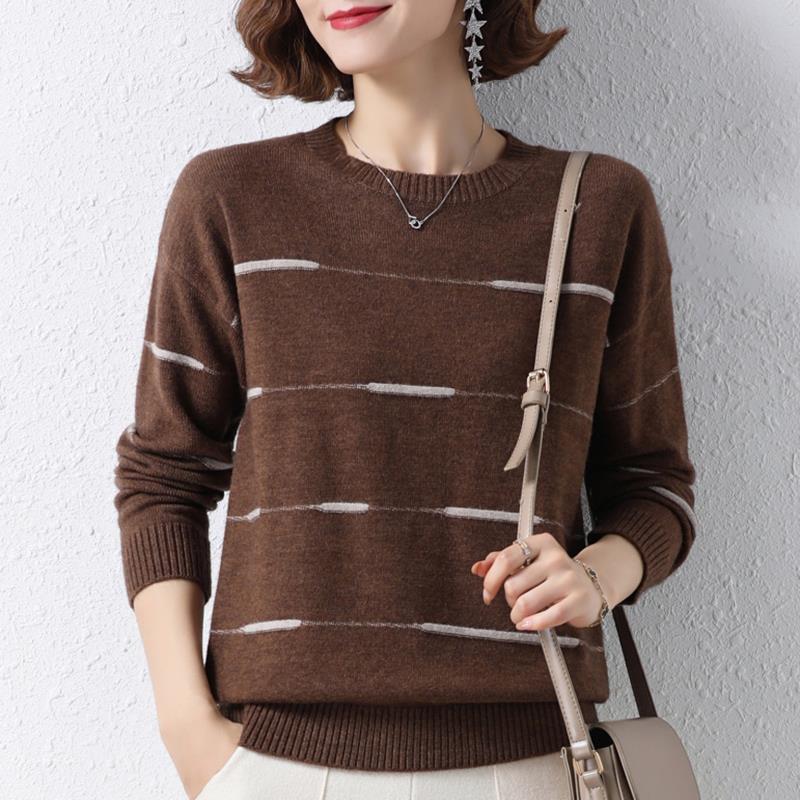 

Autumn Vintage Hong Kong Sweater Women s Knitwear Autumn and Winter Versatile Pullover Short Top O-collar Bottoming Shirt XXXL темно-синього кольору