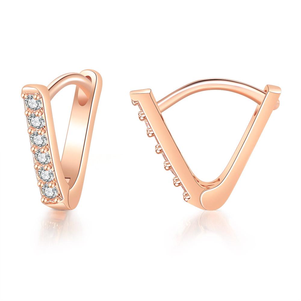 Orecchini Classici Brillanti in Zirconia Cubica da Donna Colore Oro Rosa Carini Mini Accessori per Orecchie Lobe Gioielli alla Moda E547