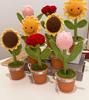 Crochet Handmade Sunflower with Potted Graduation Flowers Tulip Sunflower Crochet Flowers Teacher's Day Gift Home Decoration