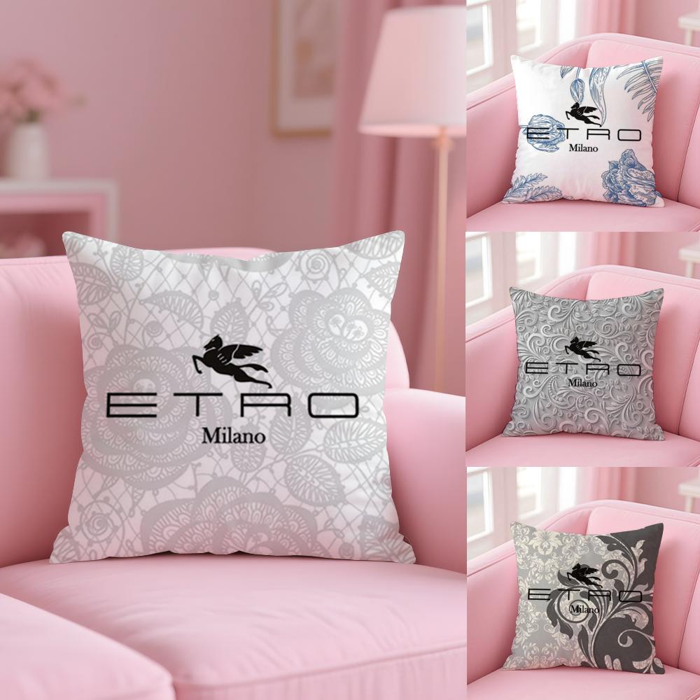 Light Luxury Fashion E-Etro-O Cushion Cover Plush Fabric Soft Double-Sided Printed Sofa Warm Winter Home Gift Pillow Cover