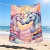 1pc Unicorn Fantasy Artwork Print Outdoor Blanket, Lightweight Polyester,