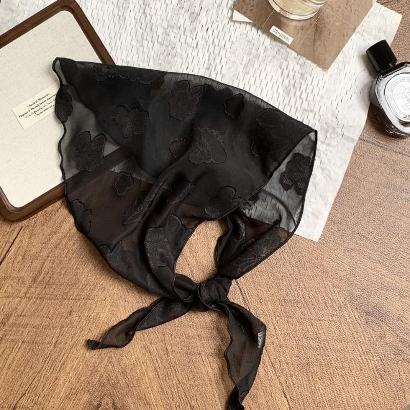 Headscarf summer women's pastoral new fresh and breathable triangle scarf scarf women's small scarf lace silk scarf high-end headband