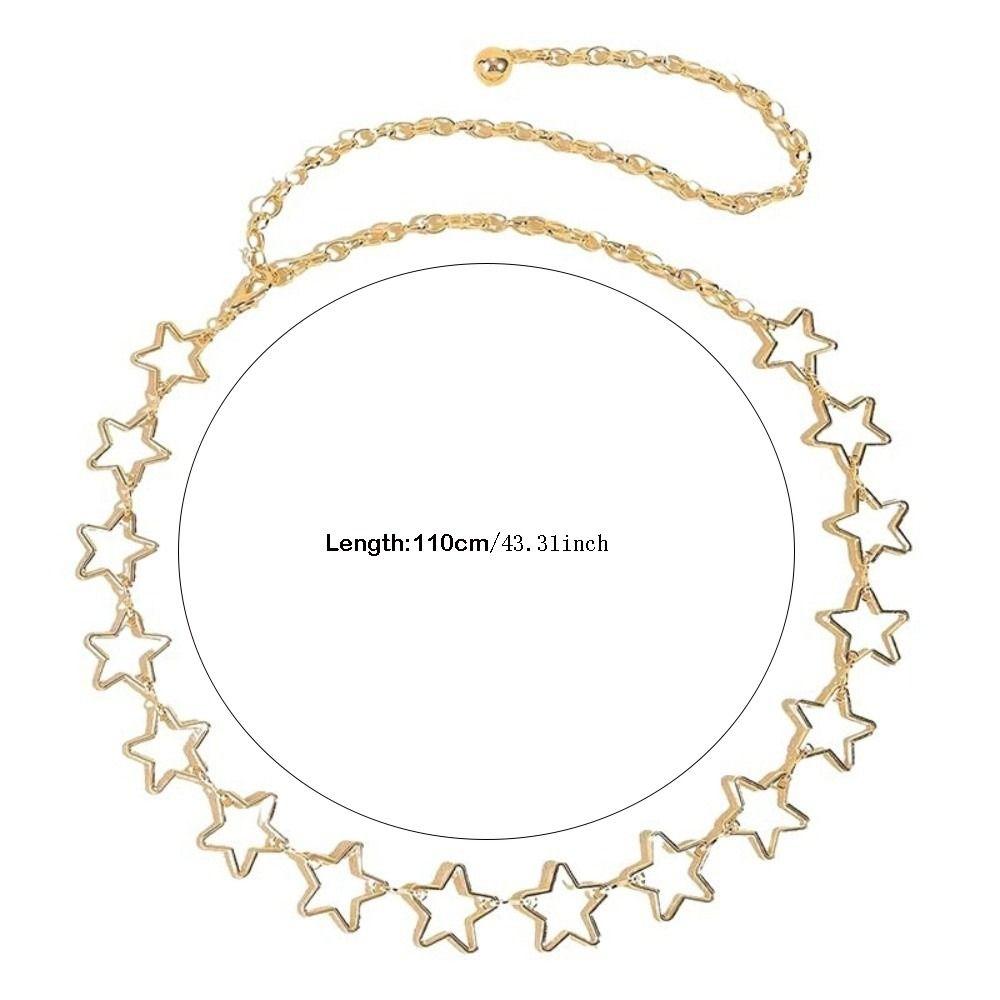 Adjustable Metal Waist Belts Gold/Silver Waist Chain Trendy Hollow Out Belt  Clothing Accessories