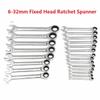 6mm-32mm Wrench Chrome Vanadium Steel Fixed Head Metric Ratchet Spanner**