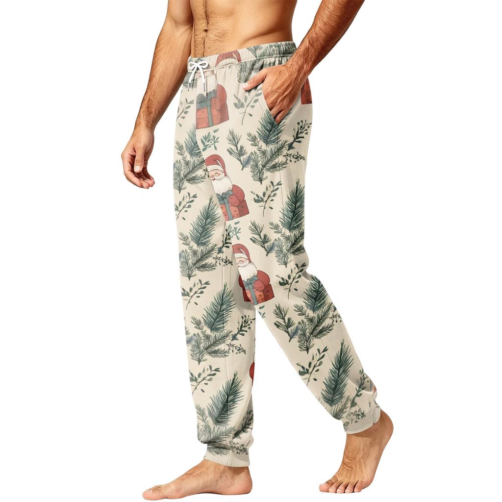 Men's Christmas Pajama Pants with Holiday Print for Fall and Winter Sleep Wear