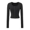 Crew Neck Long-sleeved Cardigan T-shirt Women's Autumn New American Spice Girl Style Slim-fit Solid Color Single-breasted Bottoming Shirt
