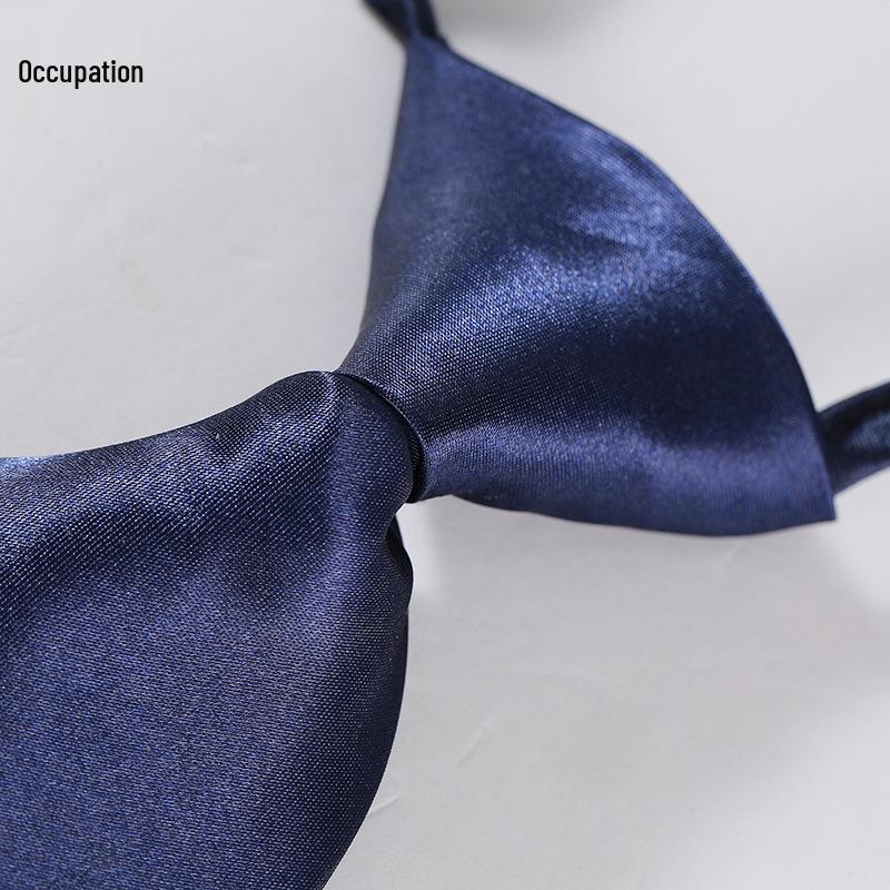 Women's Korean Style Shiny Bow Tie - Knife-Shaped Flat-End Short Tie for Professional Campus Wear