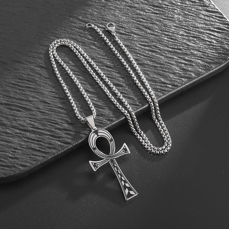 Ancient Egyptian Symbol Anka Cross Necklace Christmas Gift Hip Hop Personality Cross Necklace