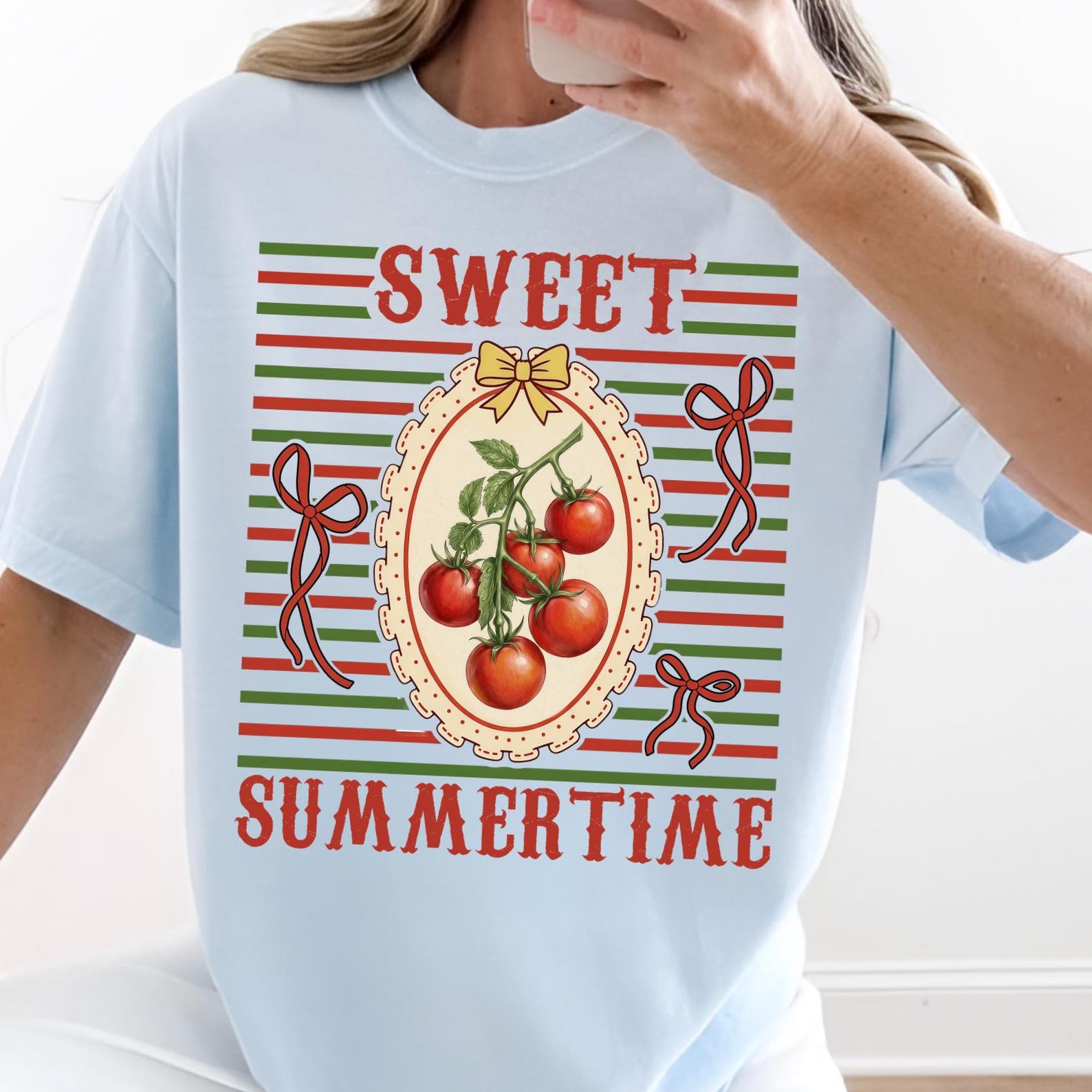 Sweet Summertime Shirt, Tomato Girl Graphic Tee, Preppy Summer Striped Tshirt, Vintage Tomato Summer Shirt, Botanical Tshirt, Gardening Tee 3XL