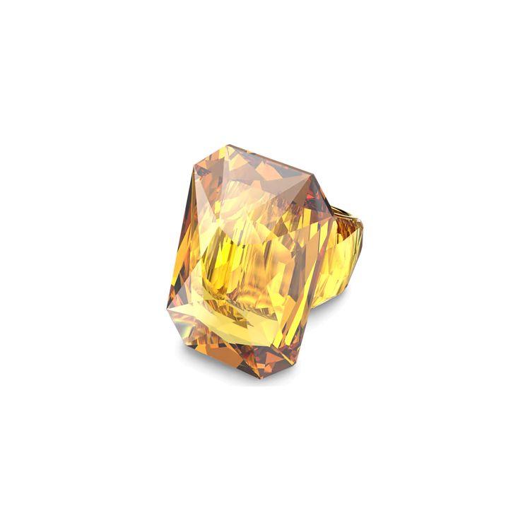 Swarovski Lucent Personality Oversized Imitation Crystal Octagonal Cut Ring Women rings Yellow 5600224 55