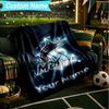 1PC Custom Name Blanket Marlins Team Logo Art Flannel Blankets Patterns Throw Blanket All-Season Soft Gift for Couch, Bed, Camping, Birthday Gifts